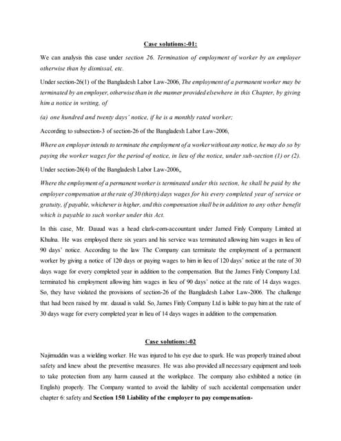 Labour law case solutions