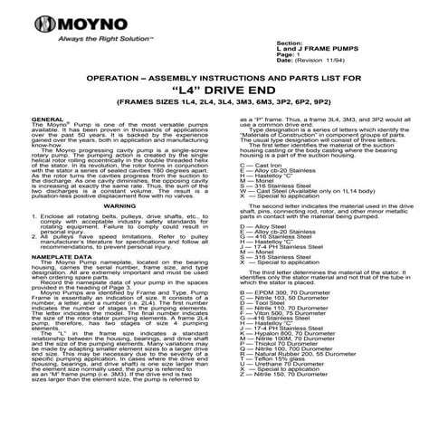 Moyno l4 drive end operations and assembly