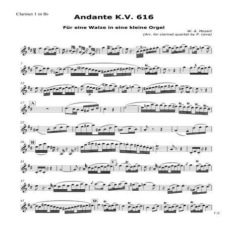 Mozart.andante k 616 cuarteto clarinetes