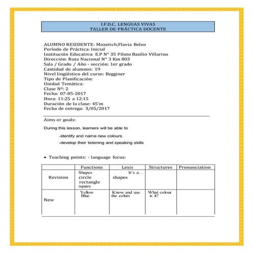 Lesson plan 3 - Kindergarten | DOC