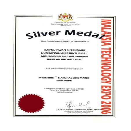 Mozzie-RID Award Winning Invention (MTE 2006) 