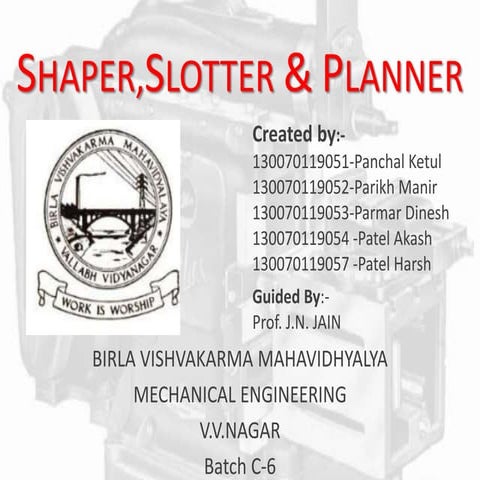Shaper, slotter, planer