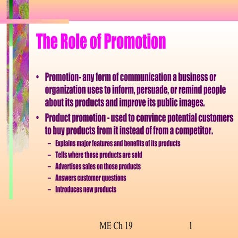 The role of Promotion | PPT