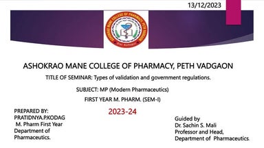 Types of Validation and Government Regulations