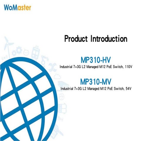 MP310 Industrial Railway 7+3G L2 Managed PoE switch with M12 connectors WoMaster