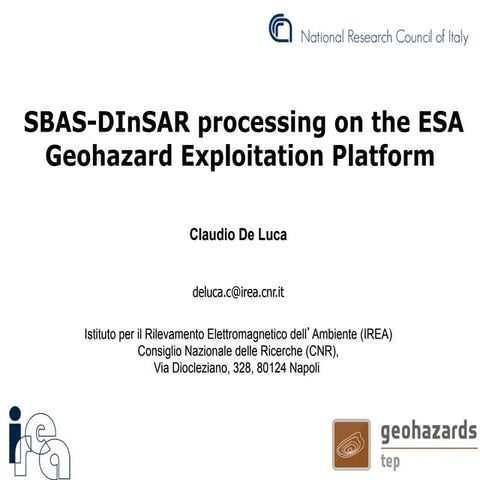 SBAS-DInSAR processing on the ESA Geohazards Exploitation Platform