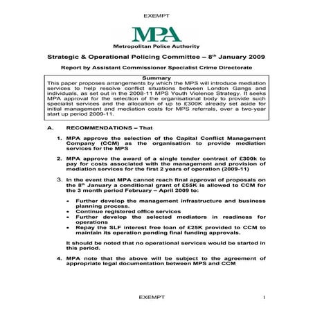 New Company for High-Risk Conflict Resolution amongst Street Gangs