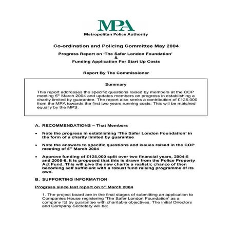 Safer London Foundation Charity