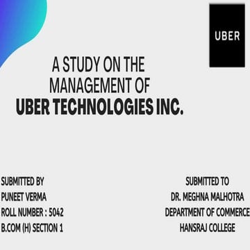 Study on Management of Uber