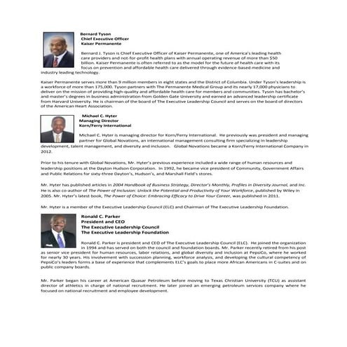 The Executive Leadership Council and Foundation Leadership Bios | PPTX