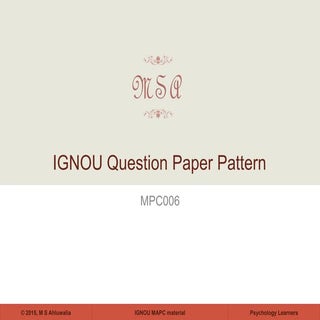 IGNOU Question Paper Pattern >> MAP...