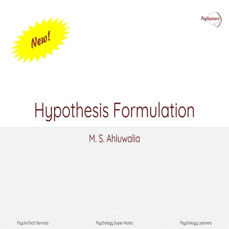 Hypothesis Formulation in Psychological Research