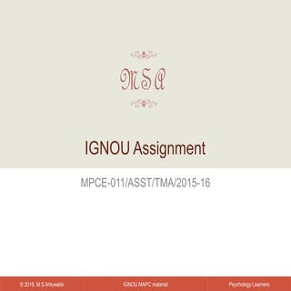 Psychopathology for IGNOU students