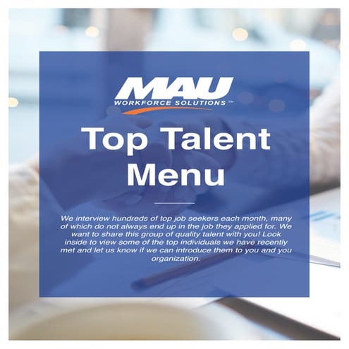 MAU Talent Menu August 2017