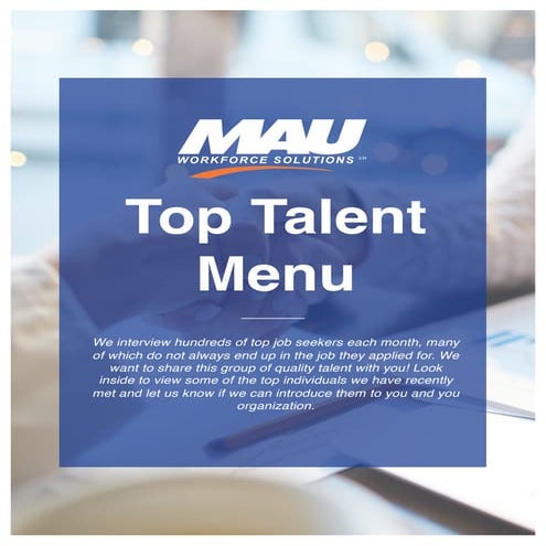MAU Talent Menu July 2017