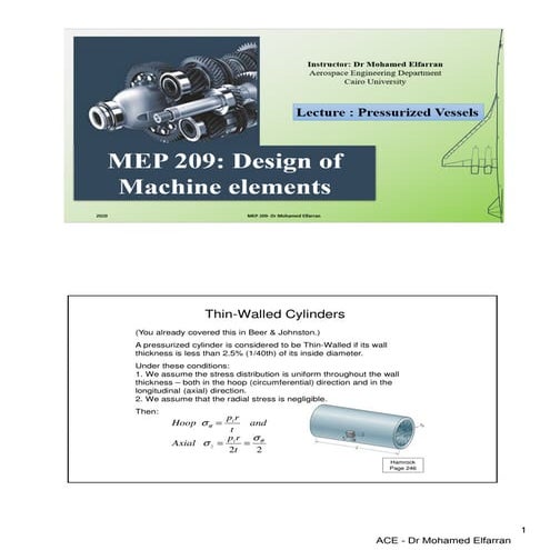 Mpe 209 lec 9 Pressized Vessels 