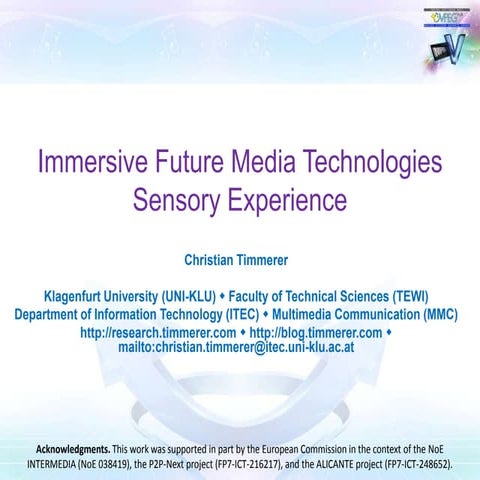 MPEG-V Part 3 enabling Sensory Experience