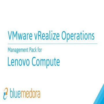 vRealize Operations (vROps) Management Pack for Lenovo Compute Overview
