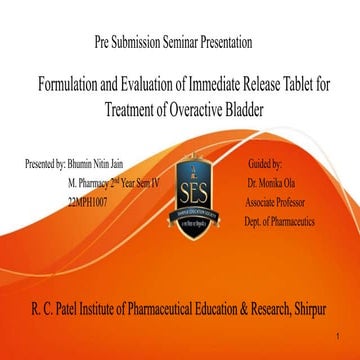 Formulation and Evaluation of Immediate Release Tablet for Treatment of Overactive Bladder