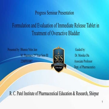 Formulation and Evaluation of immediate release tablet in treatment of overactive bladder