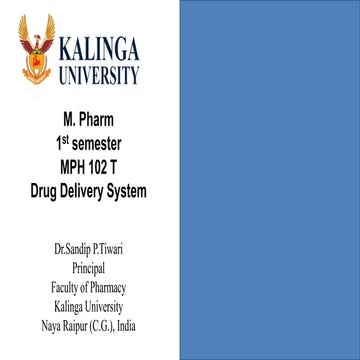 MPH 102T Drug Delivery systems Unit I  ppt.pptx