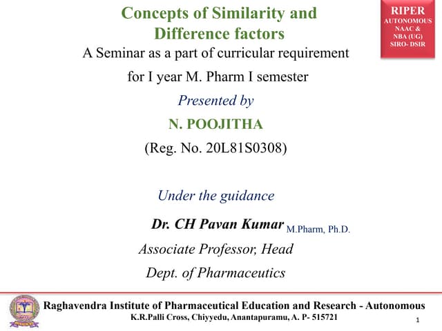Concepts of Similarity and Difference factors