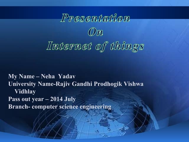 Mphasis ppt on internet of things for internship