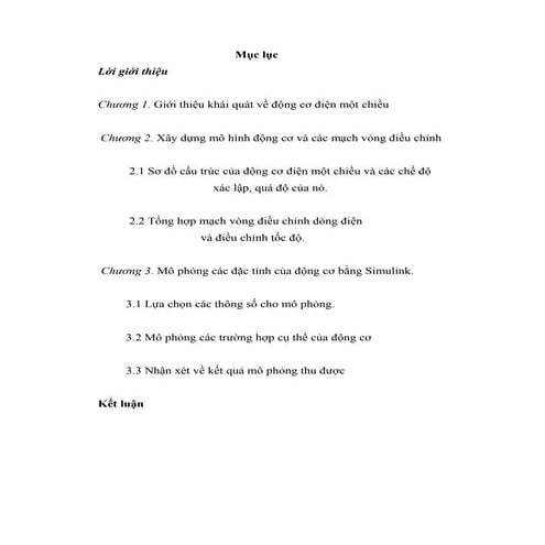 Mô phỏng động cơ điện 1 chiều