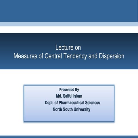 Measures of Central Tendency and Dispersion | PPT