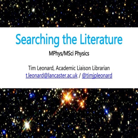 Searching the Literature - MPhys/MSci Physics at Lancaster University 