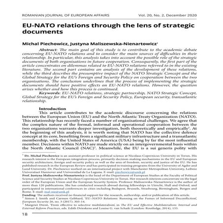 EU-NATO relations through the lens of strategic documents | PDF