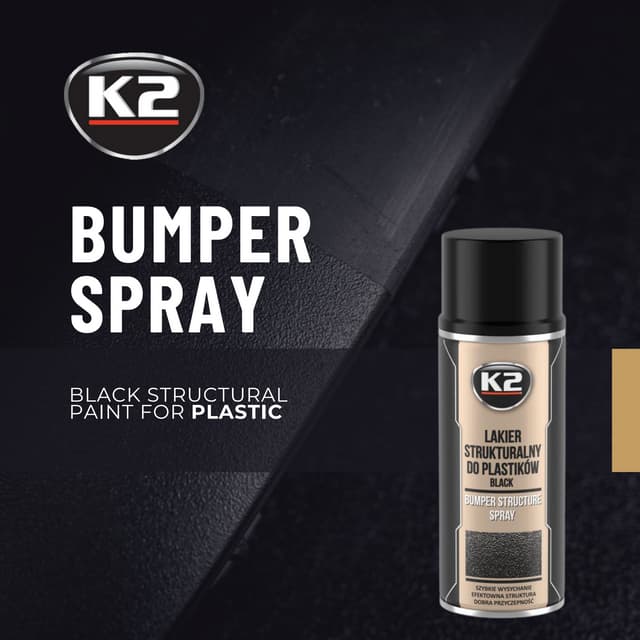 K2 Bumper 400ml - Black structural paint for plastic | L345