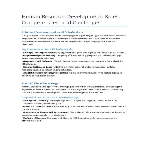 HRD ROLE AND CHALLENGES AND compwtencies