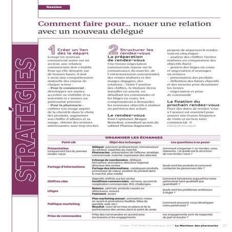 Comment faire pour... nouer une relation avec un nouveau délégué pharmaceutique
