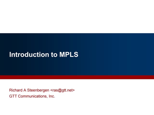 Introduction to MPLS - NANOG 61