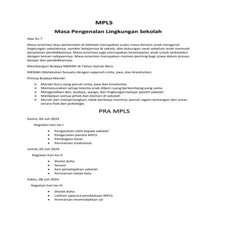 MPLS 2024 2025 merupakan contoh modul alur kegiatan MPLS tingkat SMP