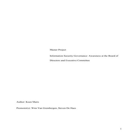 Information Security Governance at Board and Executive Level