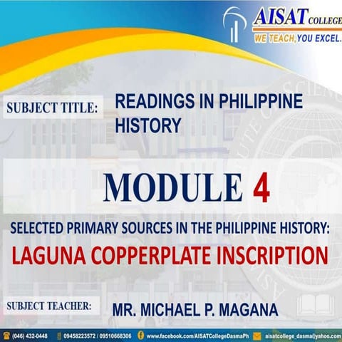 Laguna Copperplate Inscription - Readings in Philippine History