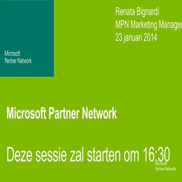 Microsoft Partner Network - sessie 23 januari 2014