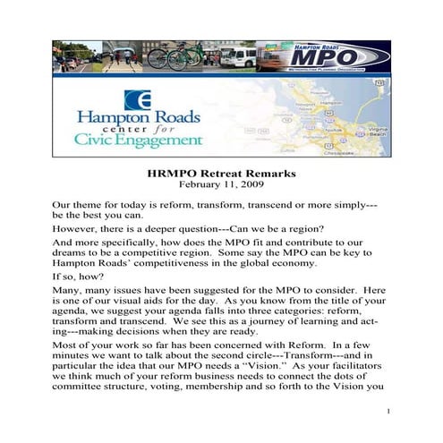 HRMPO Retreat 11 Feb 09