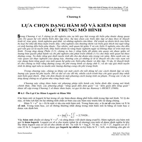 Lua chon dang ham so va kiem dinh dac trung mo hinh