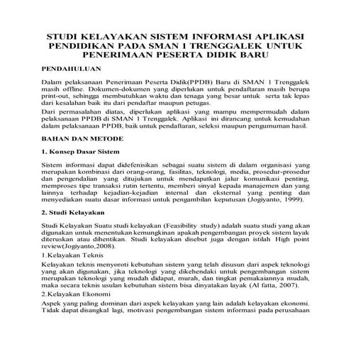 Studi kelayakan SIAP pada SMAN 1 Trenggalek