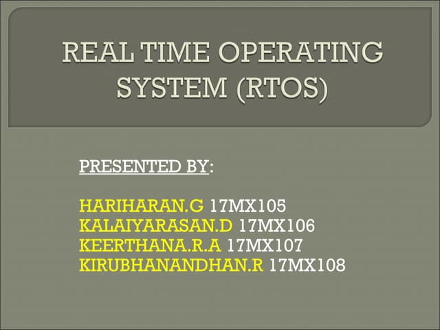 Real Time Operating system (RTOS) - Embedded systems