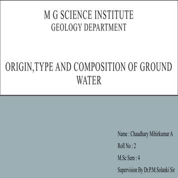 origin, type and composition of ground water