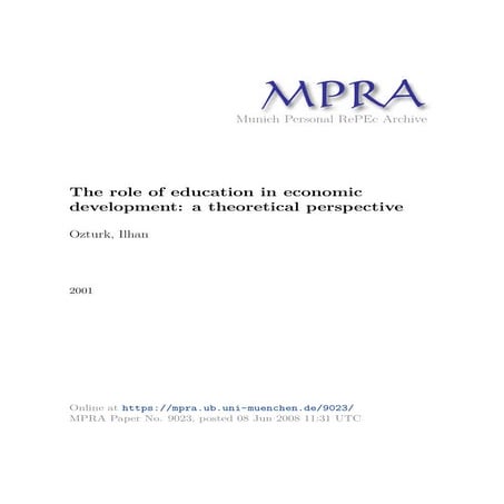 The role of education in economic development | PDF