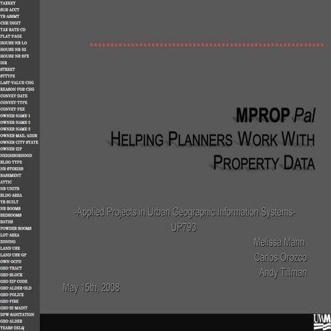 MPROP Pal: Helping Planners Work With Property Data