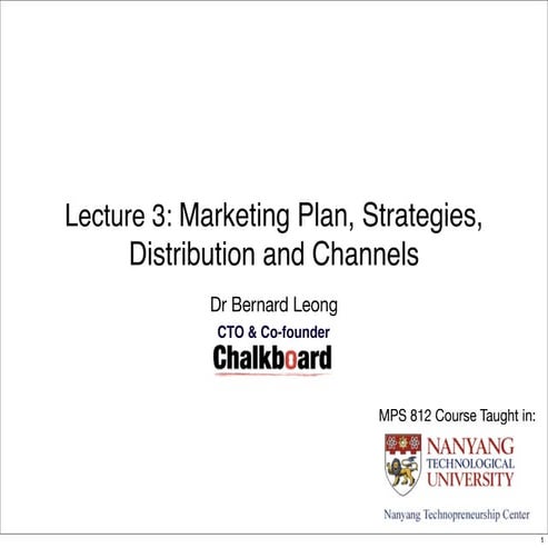 Entrepreneur 3: Marketing Plan, Strategies, Distribution and Channels