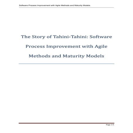 The Story of Tahini-Tahini: Software Process Improvement with Agile Methods a...