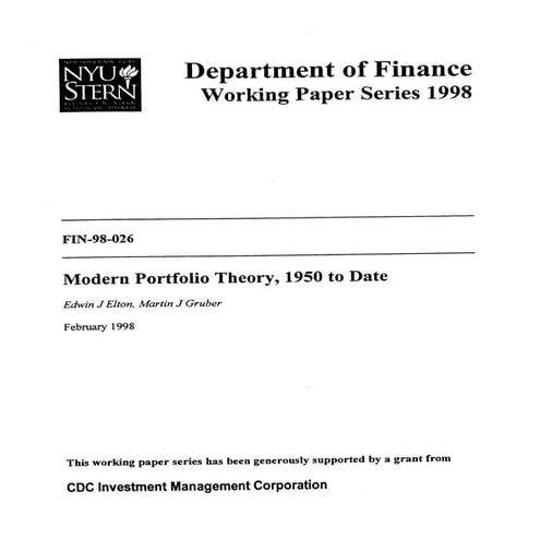 Modern Portfolio Theory