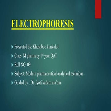 Modern pharmaceutical analytical technique ( Electrophoresis)